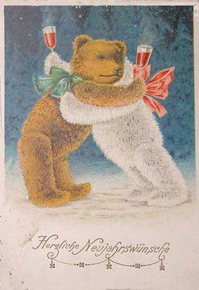 Teddybären feiern mit Sekt